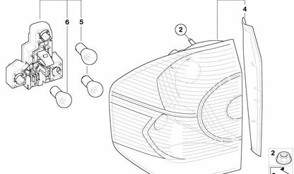 White left side panel rear light for BMW X3 E83 (OEM 63213404103). Original BMW.