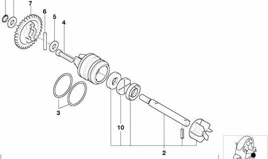 EEM eixo da bomba de água 11517655262 para BMW Motorrad C1 (C1 200 & C1 125, 2000-2002 anos). Substituição original BMW Motorrad.