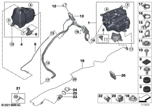 Clip for BMW 5 Series G31N, 6 Series G32, G32N (OEM 16197439319). Genuine BMW