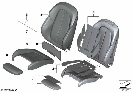 Capa de encosto esportivo esquerdo em Alcantara para BMW X2 F39 (OEM 52108073471). BMW original