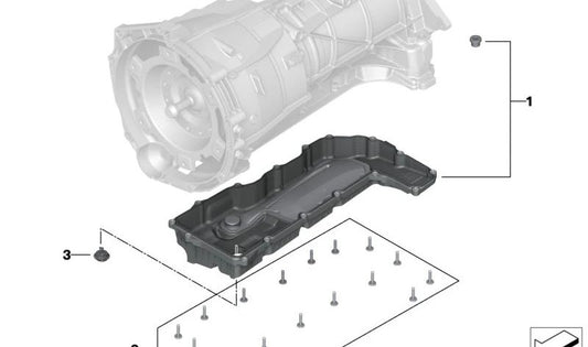 Oil Carter pour boîte de vitesses automatique pour BMW G20N, G21N, G22N, G23N, G26N, G60, G61, G68, G45, G18N, G06N (OEM 24115A8B427). BMW d'origine