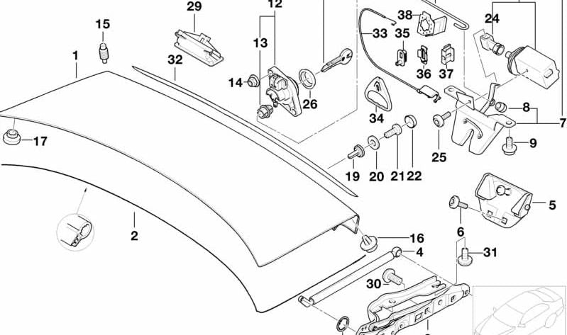 Tapa embellecedora maletero azul oscuro OEM 64111375497 para BMW E21,E30,E34,E36,E38,E39,E46,E52,E53,E60,E61,E65,E66,E70,E82,E83,E85,E86,E88,E89,E90,E91,E92,E93,F01,F02,F04,F10,F18,F30,F31,F32,F33,F34,F35,F36,F80,F82,F83 y MINI R50,R52,R53,R56. Origi