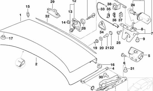 Door Trim Fixing Clip OEM 51247062290 for BMW (Fit Models: E46, E39, E38, E53, E83, E85). Original BMW.
