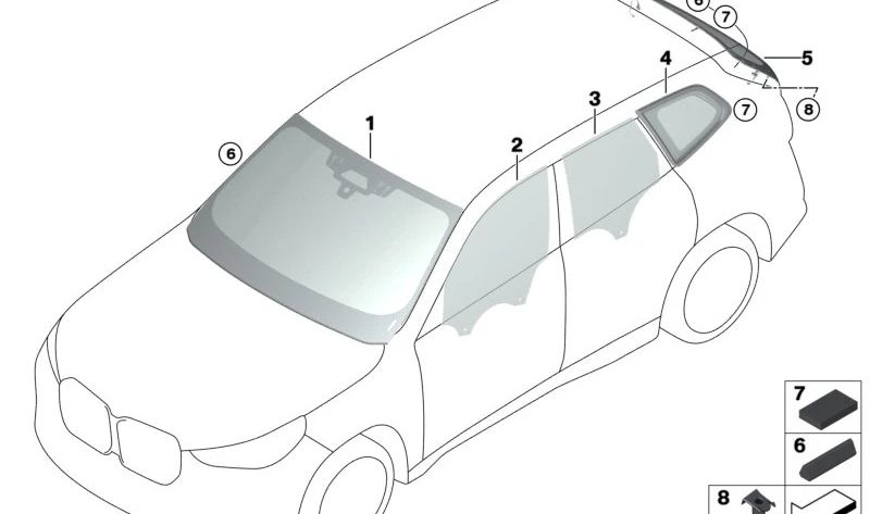 Cristal lateral fijo trasero izquierdo OEM 51379451569 para BMW X1 U11. Original BMW.
