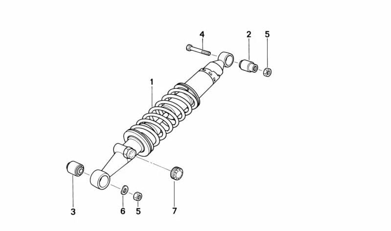 Absorbeur à amortisseur arrière OEM 33532322734 pour BMW Motorrad R 100 GS, R 100 GS PD, R 80 GS et R 80 GS PD. BMW d'origine.