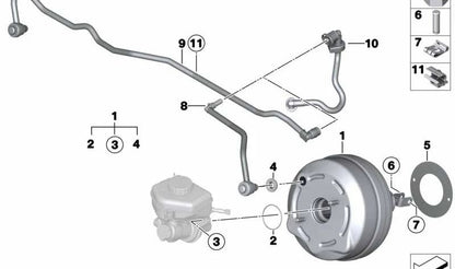 Servofreno para BMW Serie 3 F30N, F31N, F34 y Serie 4 F32, F32N, F33, F33N, F36 (OEM 34336872636). Original BMW