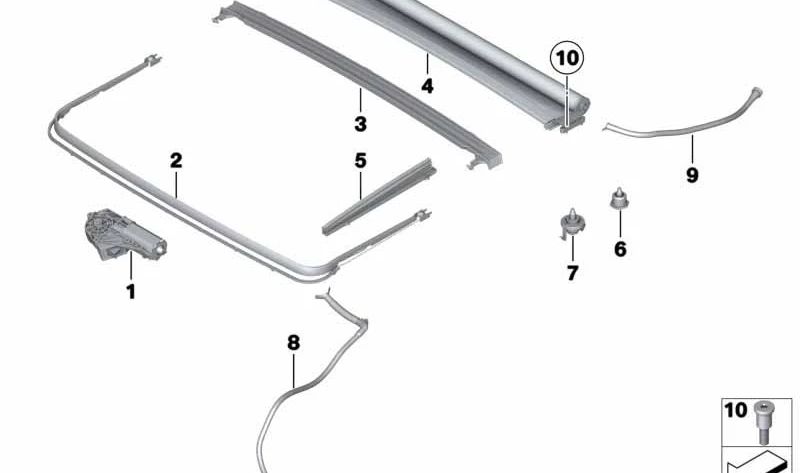 Tubo de desagüe trasero OEM 54107201296 para BMW Serie 5 {F07, F07N}. Pieza original BMW para sistema de drenaje del techo panorámico.