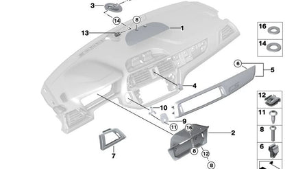 Tapa rejilla ventilación aire fresco lado acompañante OEM 51459394355 para BMW F20, F21, F22, F23, F87. Recambio original BMW.