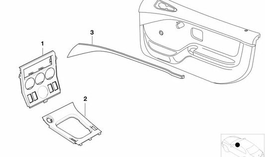 Moulage du côté droit OEM 51418411124 pour BMW E36, Z3. BMW d'origine.