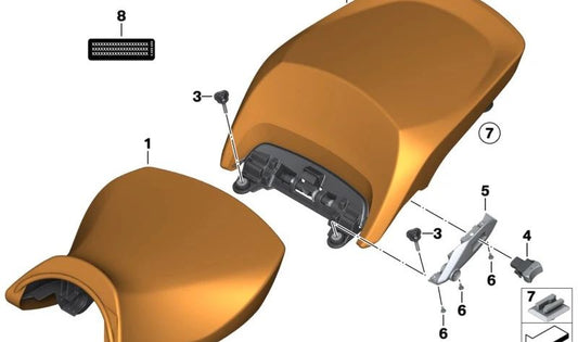 Asiento acompañante calefactado marrón OEM 52539480194 para motos BMW R1200RT, R1250RT. Original BMW Motorrad.