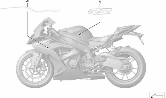 Inscripción depósito combustible izquierda OEM 51148551917 para BMW S 1000 RR (K46). Original BMW Motorrad.