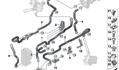 Abrazadera de manguera Ø27mm OEM 64213405913 para BMW F20, F21, F22, F87, F30, F31, F32, F33, F36, F07, F10, F11, F18, G30, G31, G38, F06, F12, F13, F01, F02, F04, G11, G12, I12, I15, E83, G01, G08E, G08F, G02, G05. Original BMW.