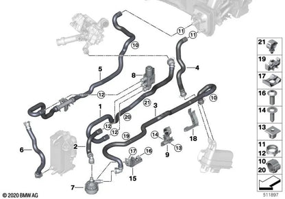 Bomba de líquido refrigerante adicional OEM 64116834923 para BMW 5' F90 M5, 5' G30, 6' G32 GT, 7' G11, 8' G14... y más. Original BMW.