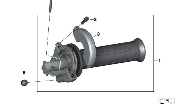 Puño acelerador OEM 61318566506 para motos BMW R nineT, R nineT Pure, R nineT Scrambler, R nineT Racer, R nineT Urban G/S. Original BMW Motorrad.