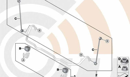 STABILIZZATORE KIT SILLEBLOCK OEM 31352347943 per BMW E60, E61 (525D XDRive, 525i XDrive, 530d XDrive). Compatibile con versioni manuali e automatiche. BMW originale.