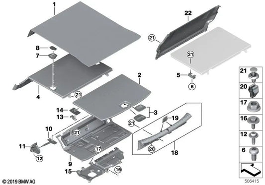 Shelf Clip für BMW 5 G30 -Serie, G38 Serie 7 G11, G12 (OEM 51477413832). Original BMW.