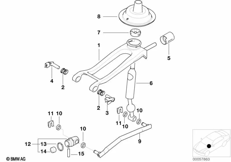 Hebel für BMW E46 (OEM 25117543189). Original BMW