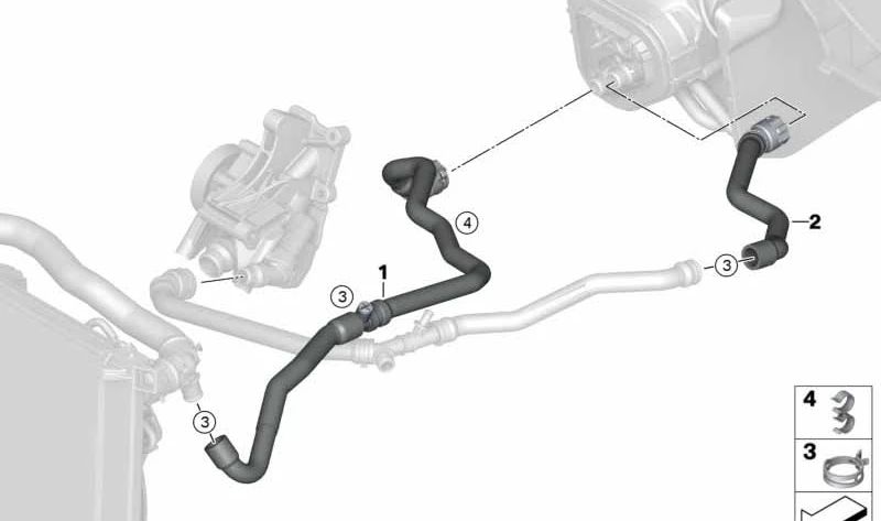 Manguito de refrigeración motor OEM 64219802831 para MINI R60 (Countryman), R61 (Paceman), R56, R55, R57, R58, R59. Original MINI.