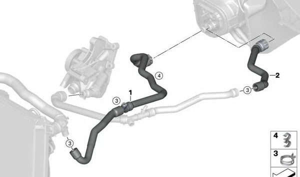 Manguito de refrigeración motor OEM 64219802831 para MINI R60 (Countryman), R61 (Paceman), R56, R55, R57, R58, R59. Original MINI.
