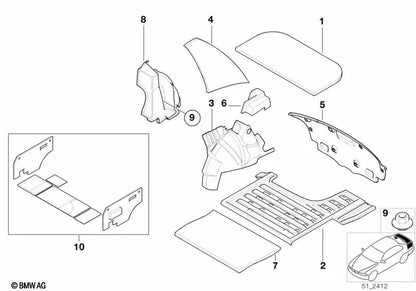MAT isolante para BMW Series 3 E36 (OEM 51478146558). BMW original