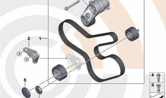 Kit de ceinture de pompe à eau et alternateur OEM 11282449731 pour BMW F07, F10, F11, F18, F06, F12, F13. BMW d'origine.