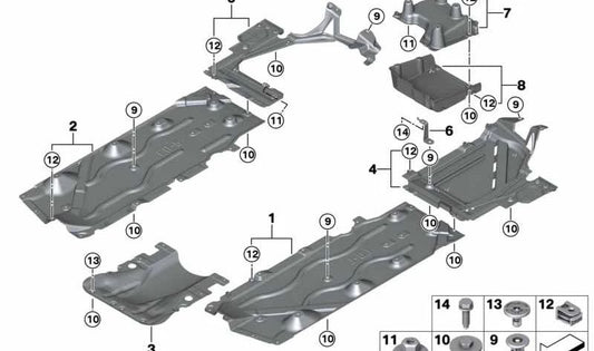 Revestimiento de bajos depósito combustible izquierdo OEM 51757354879 para MINI Clubman F54, F54 LCI. Original MINI.