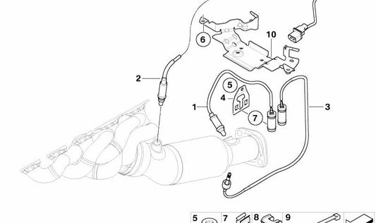 Soporte cable sonda lambda OEM 11787835884 para BMW E60, E61, E63, E64 (M5 y M6 con motor S85). Pieza original BMW.
