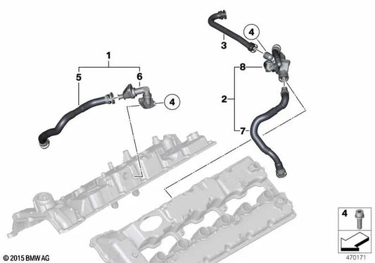 Crankcase ventilation valve for BMW 7 Series F01, F01N, F02, F02N (OEM 11158692194). Original BMW.