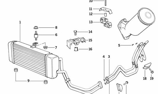 Tubería de aceite del radiador OEM 17222244711 para BMW E34. Conduce el aceite desde el motor al radiador para su enfriamiento. Pieza original BMW.