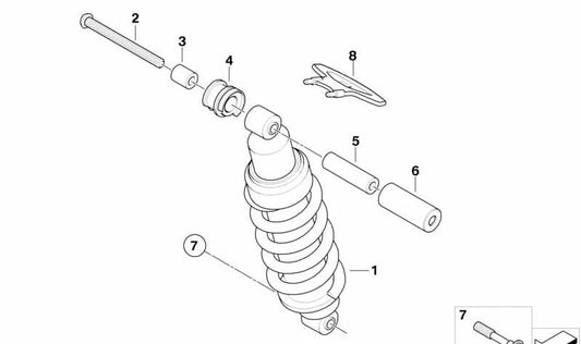 Amortiguador trasero OEM 33537709132 para motos BMW F 650 GS, F 800 GS. Original BMW Motorrad.