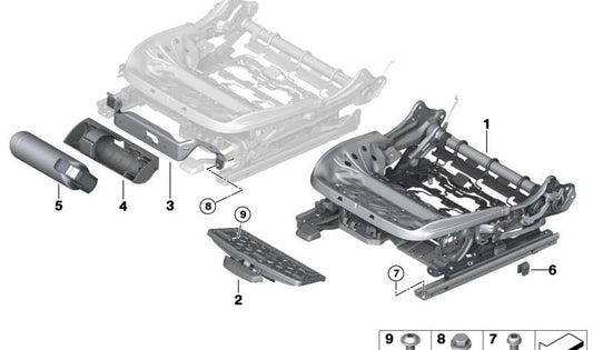 Estrutura de ativos à direita OEM 52107421852 para BMW G42, G87, G22. BMW original.