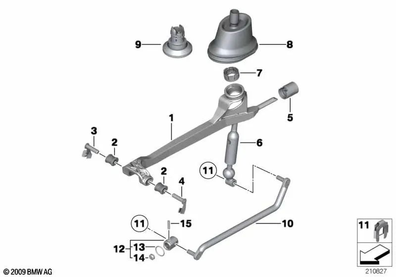 Hebel für BMW 5 F10 -Serie, F11, F18 (OEM 25117564163). Original BMW.