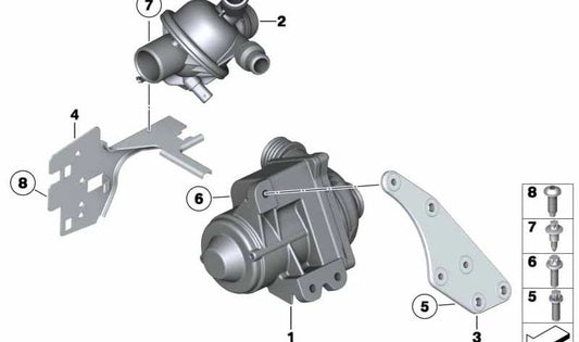 Viti in alluminio per pompa dell'acqua OEM 11512159019 per BMW F07, F10, F11, F18, F01, F02, F04, E70, E71, E72, F15, F16, F25, F26, F30, F31, F34, F35, F80, F32, F33, F36 F36, F36, F BMW originale.