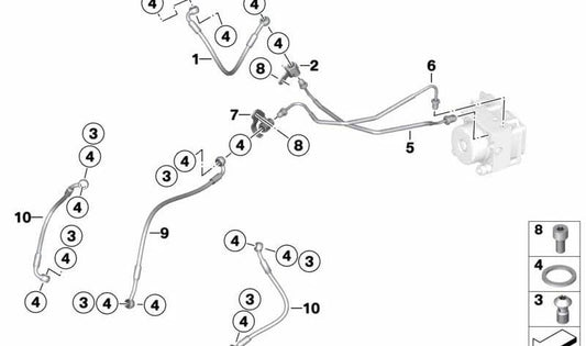 Tubo do freio dianteiro OEM 34327680997 para BMW R1200S. BMW Motorrad original.