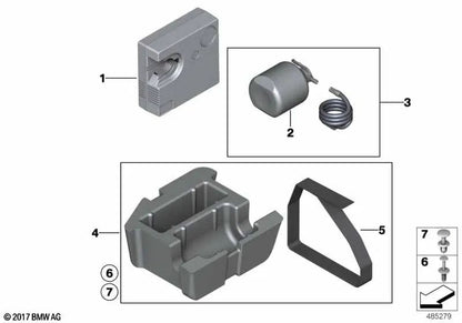 Botella de sellador de neumáticos para BMW F87, F87N Serie 2, F80, F80N Serie 3, F82, F82N, F83, F83N Serie 4, F10 Serie 5, F06, F06N, F12, F12N, F13, F13N Serie 6, G12 Serie 7, F25 X3, F26 X4, F15, F85 X5, F16, F86 X6 (OEM 71102282827). Original BMW