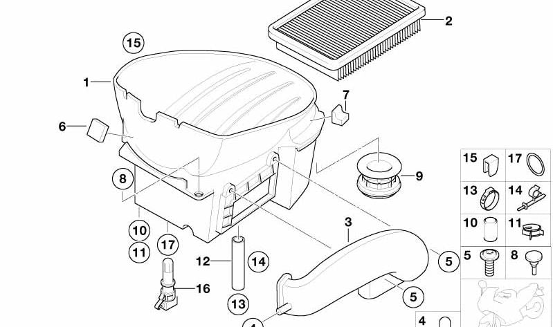 Cramp OEM 17127609183 para BMW F07, F10, F11, F06, F12, F13, F01, F02, G12. BMW original
