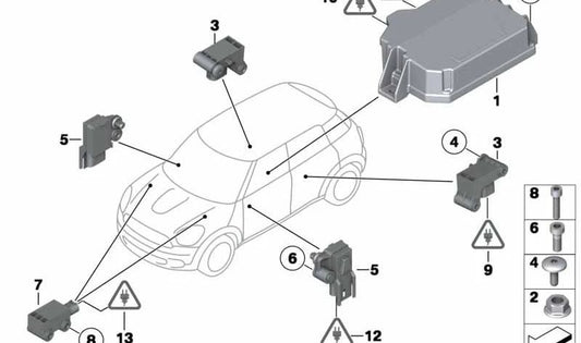 Sensor columna B OEM 65776977398 para MINI R56, Clubman R55 y BMW Serie 5 E60, E61, Serie 6 E63... y más. Original BMW y MINI.