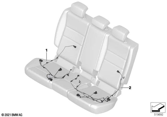 Fiação do banco traseiro direito para BMW Série 2 U06, X1 U11 (OEM 61125A41072). BMW original