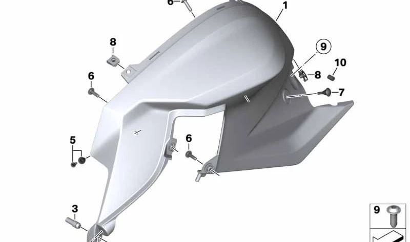 Revestimiento lateral izquierdo blanco OEM 46638549809 para motos BMW F 800 R (K73) 2014-2019. Original BMW Motorrad.