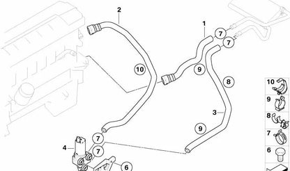 Tubo de retorno calefacción OEM 64217836986 para BMW E85, E86. Original BMW.