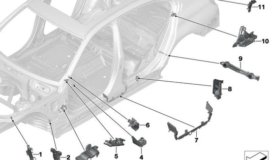 Revestimiento exterior columna A OEM 41007337531 para BMW Serie 3 G20, G20N, G21, G21N, G28, G28N, G80, G80N, G81, G81N. Pieza original BMW.