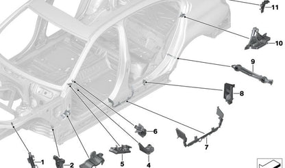 Pieza de forma para columna C interior izquierda OEM 41008499993 para BMW G20, G80, G28... y más. Original BMW.