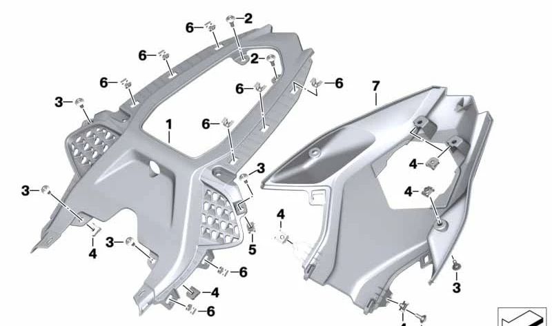 Parte trasera superior OEM 46628569779 para motos BMW S 1000 RR (K67), M 1000 RR (K66). Original BMW Motorrad.