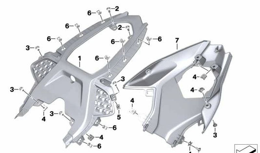 Lower rear OEM 46628569780 for bmw m 1000 RR (K66), S 1000 RR (K67) motorcycles. Original BMW Motorrad.