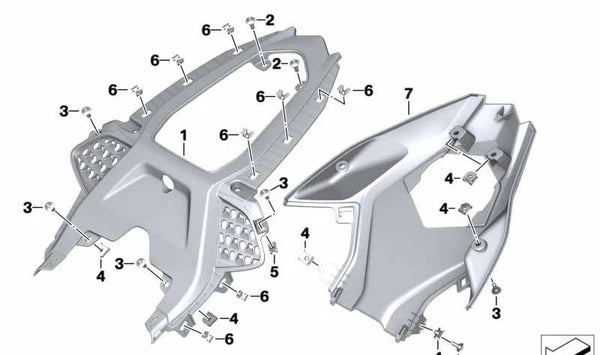 Parte trasera superior OEM 46628569779 para motos BMW S 1000 RR (K67), M 1000 RR (K66). Original BMW Motorrad.