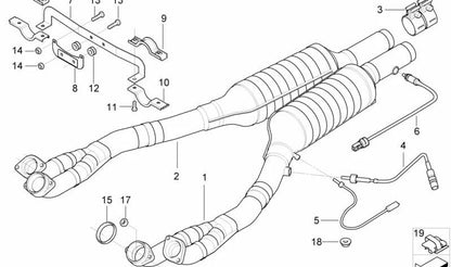 Abrazadera de tubo de escape OEM 18301407092 para BMW E39. Original BMW.