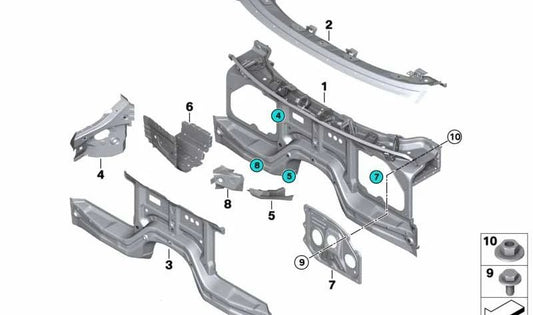 Panel frontal OEM 41117382211 para BMW X5 F15, F85 y X6 F16, F86. Repuesto original BMW.