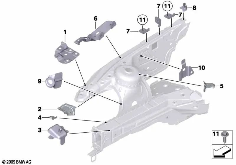 Suporte ao pára -choque dianteiro direito do BMW Z4 E89 (OEM 41007193338). BMW original.