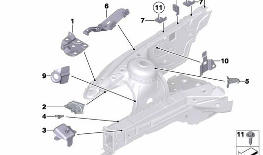 Soporte diagonal derecho OEM 41007224910 para BMW Z4 E89 sDrive18i, sDrive20i, sDrive23i. Original BMW.