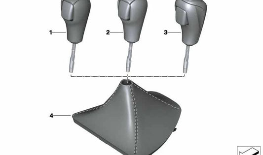 Funda de palanca de cambios en cuero Dakota OEM 25167592029 para BMW E90, E91, E92, E93. Original BMW.